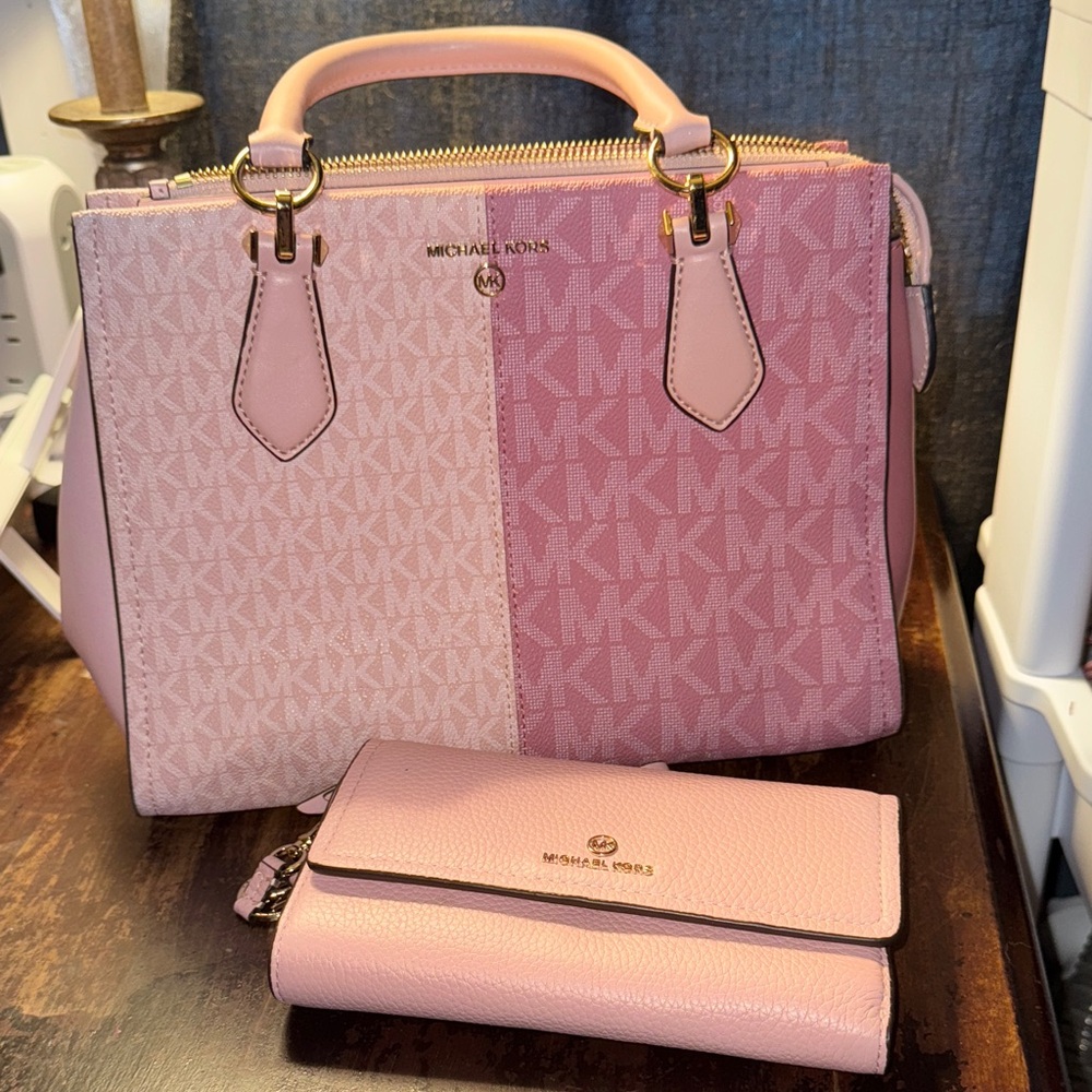 Michael Kors Two-Tone Pink Satchel and Wallet